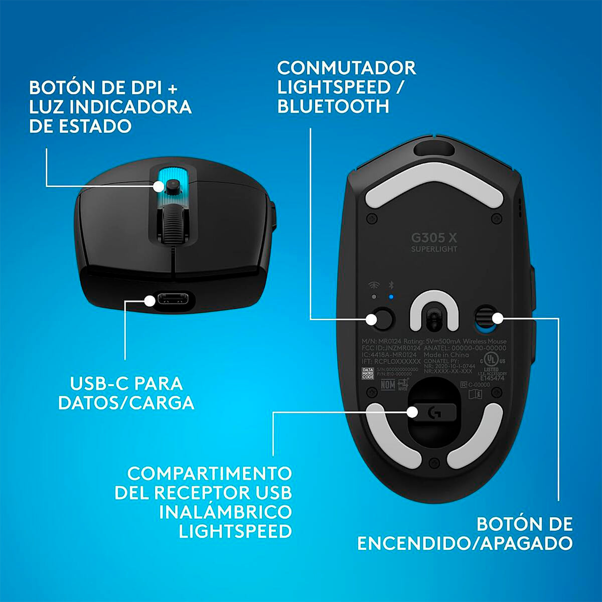Mouse Gamer Inalámbrico Logitech G305 X Superlight - Negro