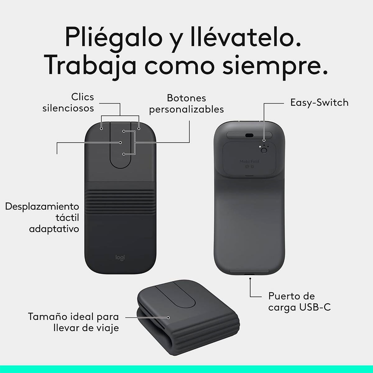 Mouse inalámbrico ultraportátil Mobi Fold
