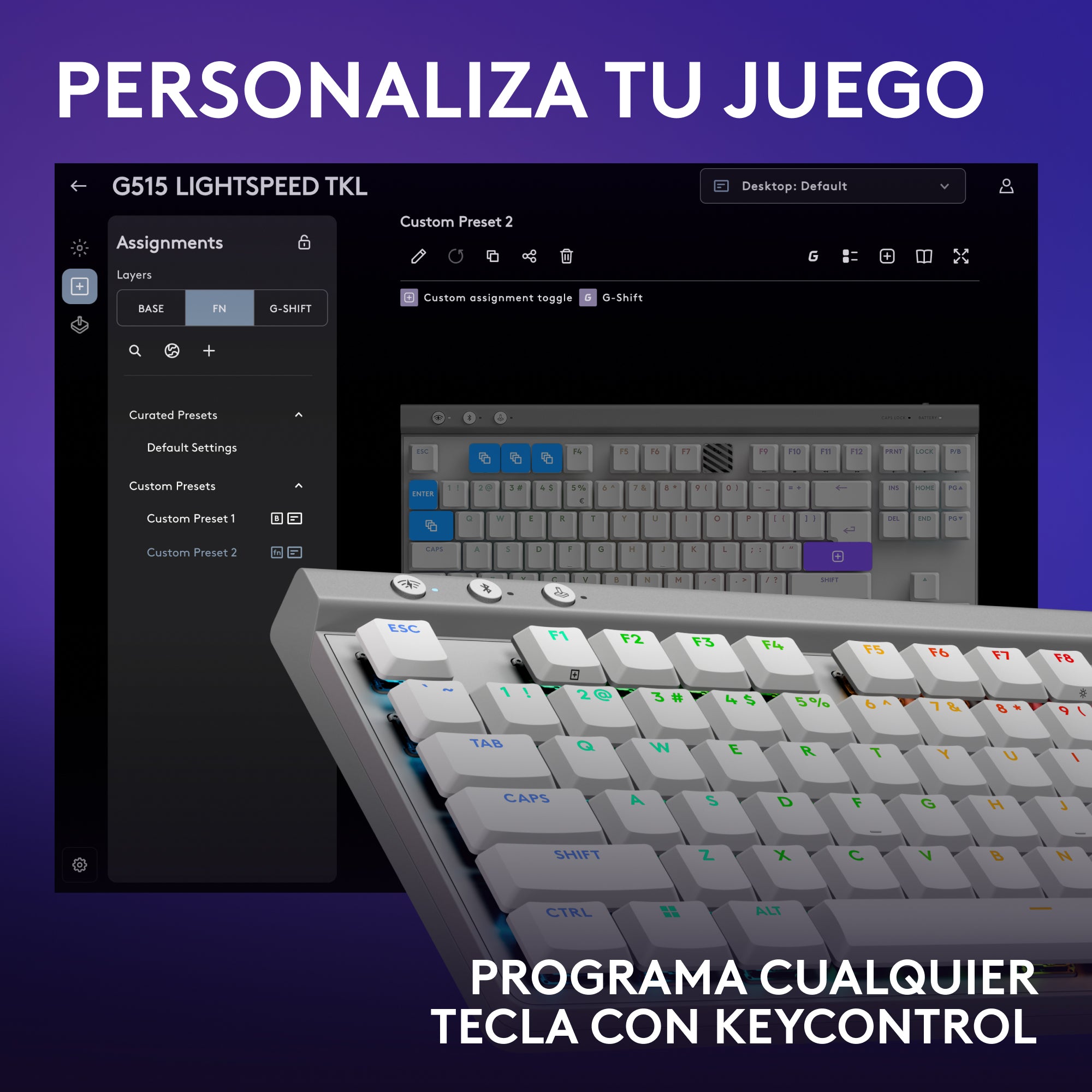 Teclado inalámbrico Logitech G515 LIGHTSPEED TKL para juegos Blanco