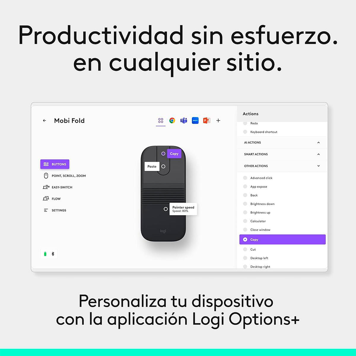 Mouse inalámbrico ultraportátil Mobi Fold