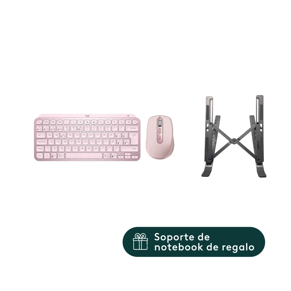 Combo Logitech Teclado Mx Keys Mini + Mouse Mx Anywhere 3s Rosa