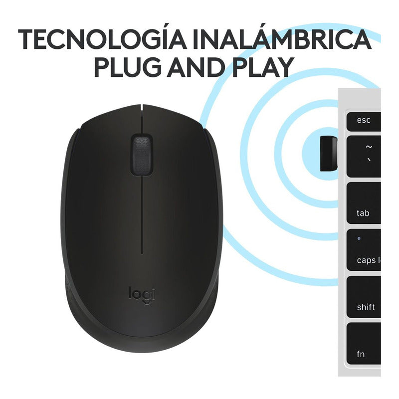 Mouse Inalámbrico Logitech M170, Portátil, Win Mac Negro