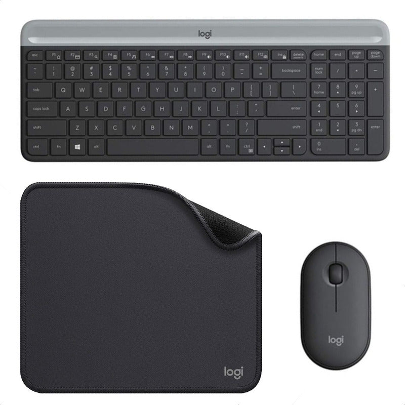 Combo Inalámbrico Slim Logitech MK470 + Pad Mouse Studio Series