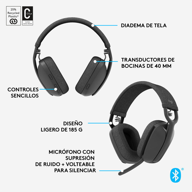 Auricular Profesional Logitech Zone Vibe 100 Inalámbrica