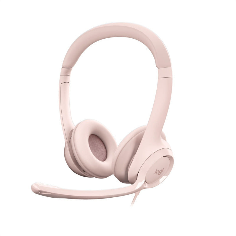 Auricular Usb Logitech H390, Mic Sin Ruido Y Controles, Rosa