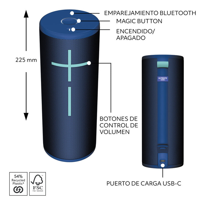 Parlante Bluetooth, Ultimate Ears Megaboom 4 Azul