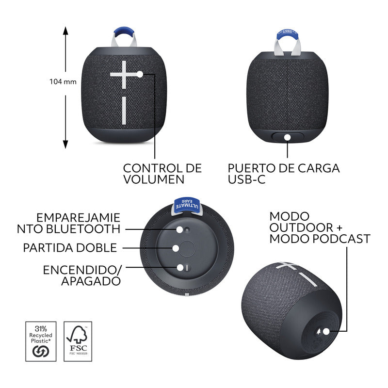 Parlante Bluetooth Ultimate Ears Wonderboom 4, Negro