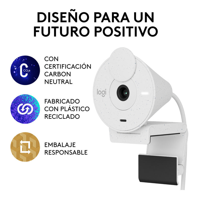 Webcam Logitech Brio 300 Full Hd 1080p Rightlight 2, Blanco