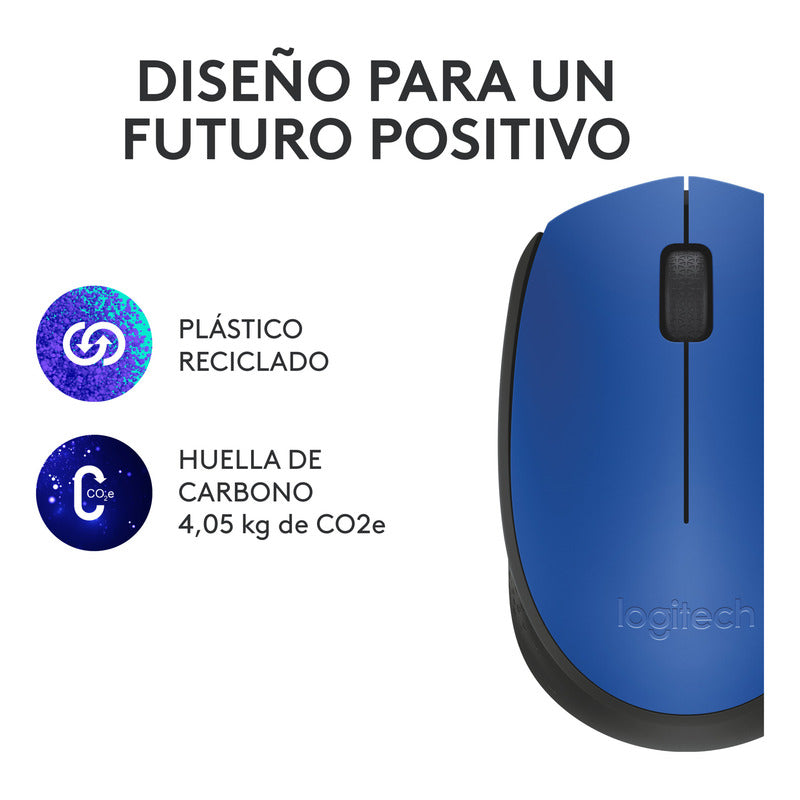 Mouse Inalámbrico Logitech M170, Cómodo Y Portátil, Azul