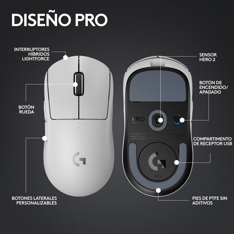 Mouse Gamer Inalámbrico Logitech G Pro X Superlight 2 Blanco