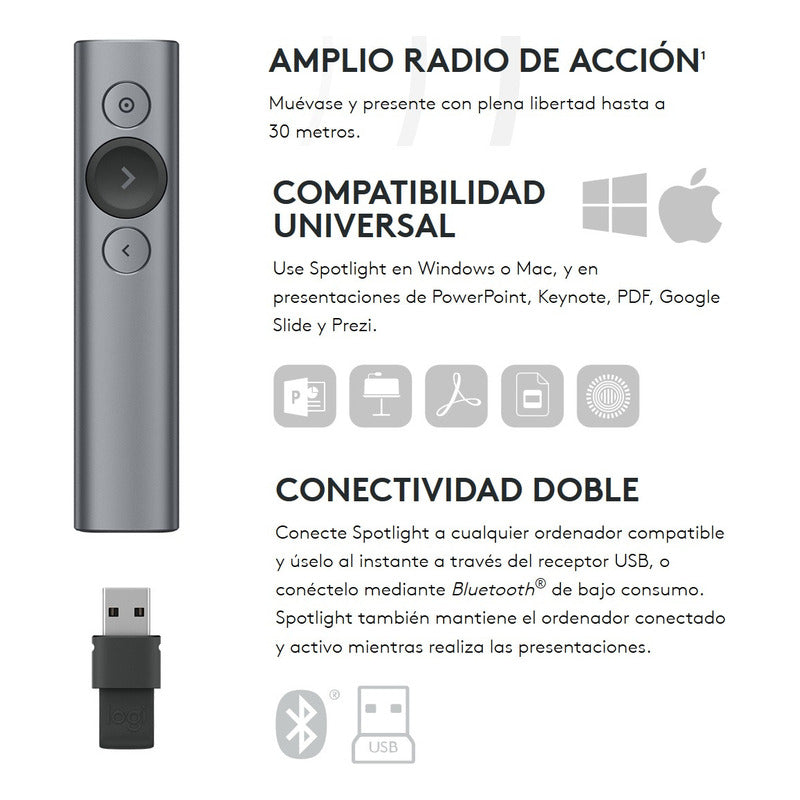 Presentador Remoto Avanzado Diapositivas Logitech Spotlight