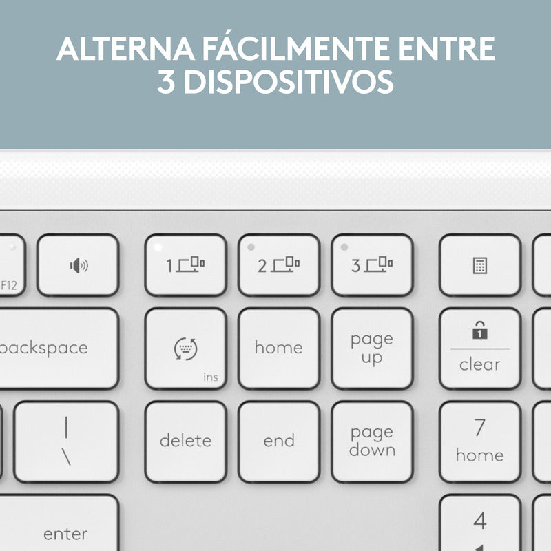 Combo Profesional Teclado Logitech K950 + Mouse M650, Blanco