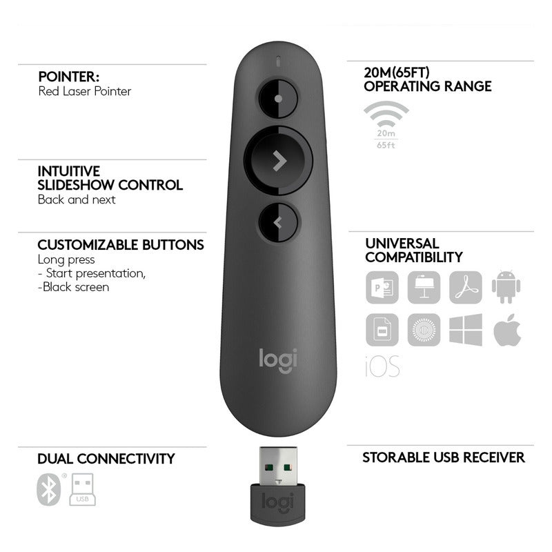 Señalador / Presentador Remoto Logitech R500s Luz Roja