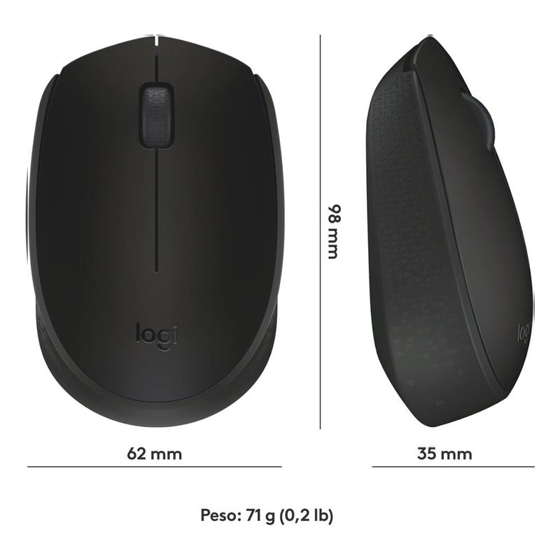 Mouse Inalámbrico Logitech M170, Portátil, Win Mac Negro