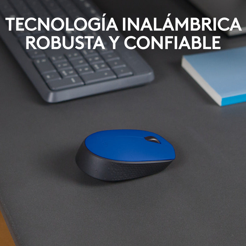 Mouse Inalámbrico Logitech M170, Cómodo Y Portátil, Azul