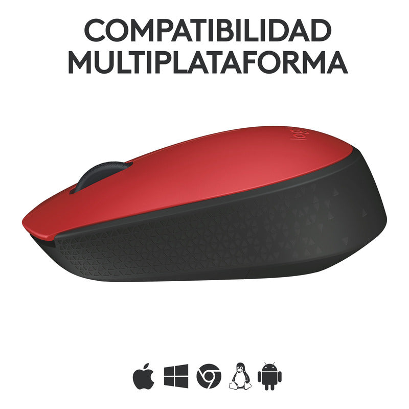 Mouse Inalámbrico Logitech M170, Cómodo Y Portátil, Rojo