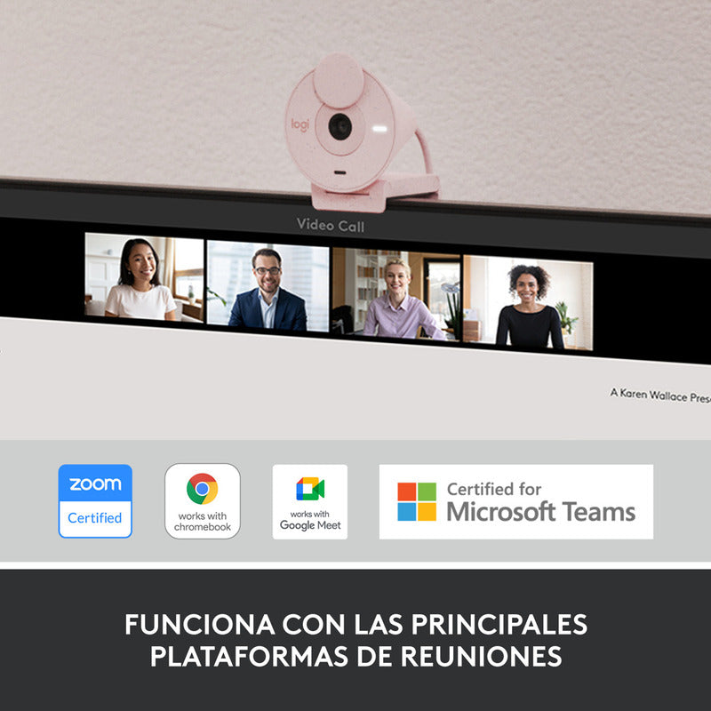 Webcam Logitech Brio 300 Full Hd 1080p Rightlight 2, Rosa