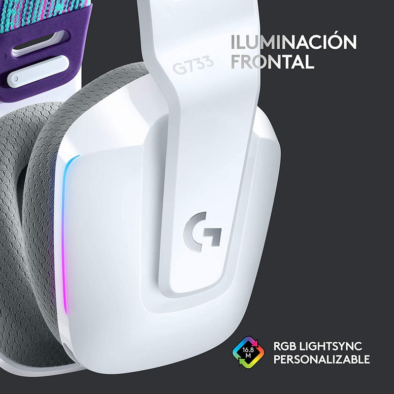 Auricular Gamer Logitech G733, Rgb Inalámbrica / 7.1 - Blanco