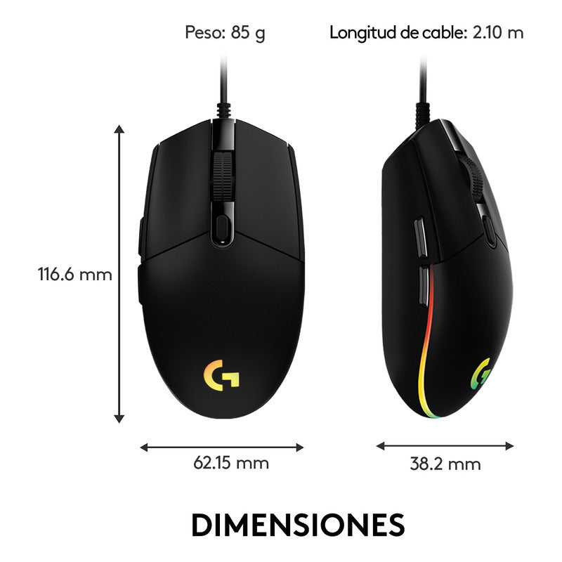 Mouse Gamer Logitech G203 RGB LIGHTSYNC, 6 Botones 8.000 DPI, Negro