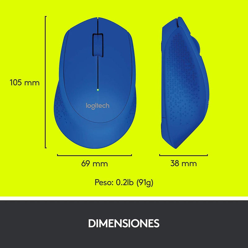 Mouse Inalámbrico Logitech M280 con Cómodo Diseño Curvo, Azul