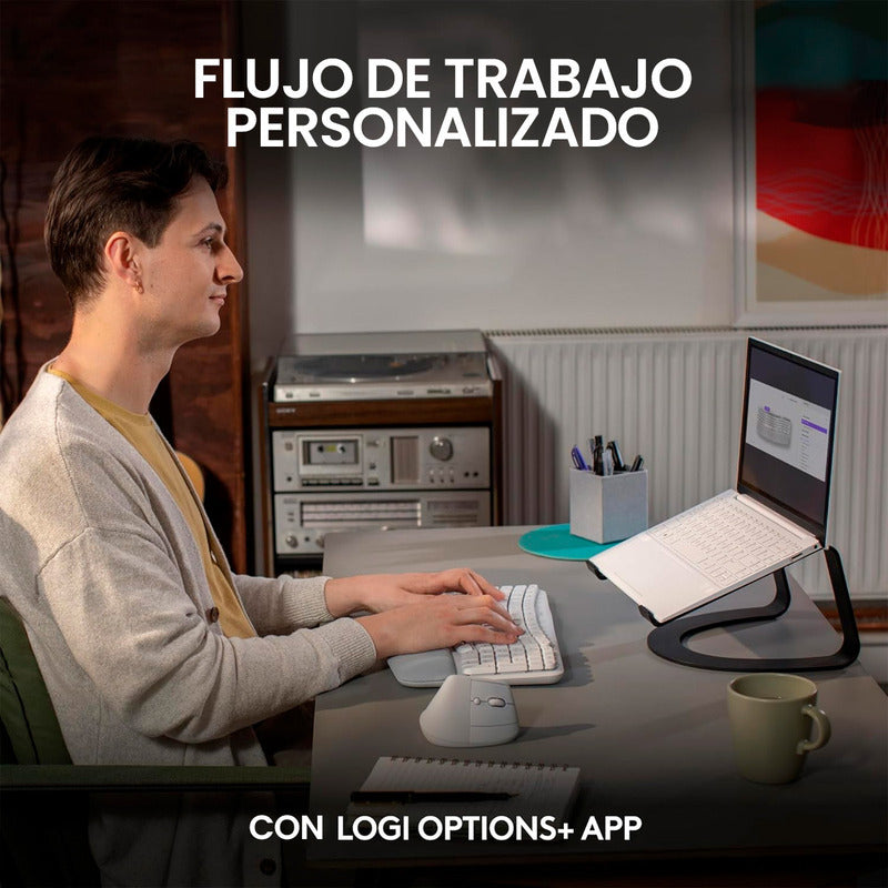 Teclado Ergonómico Inalámbrico Logitech Wave Keys, Blanco