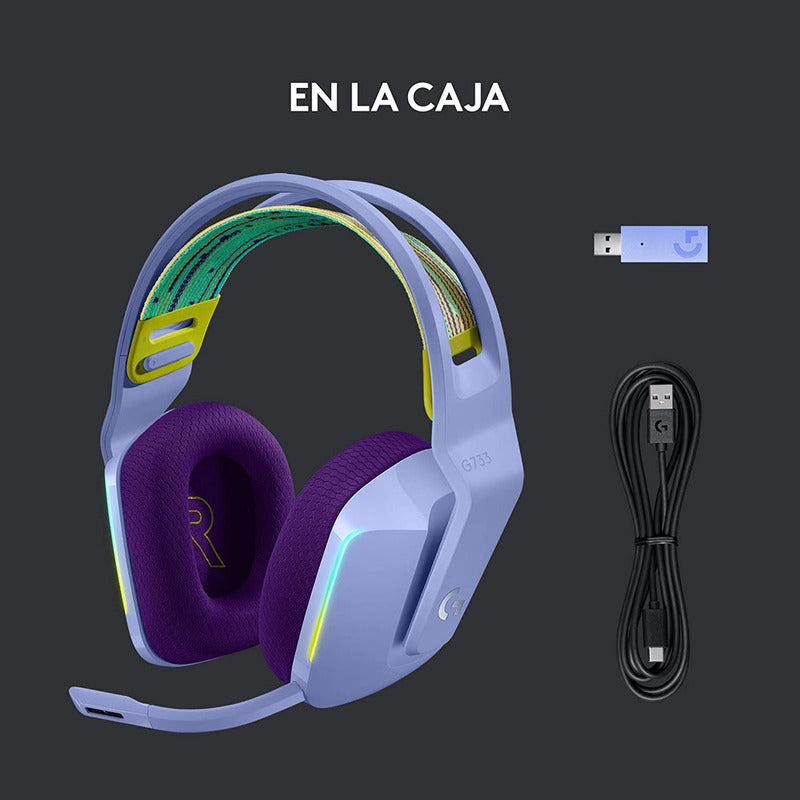 Auricular Gamer Logitech G733, Rgb Inalámbrica / 7.1 - Lila