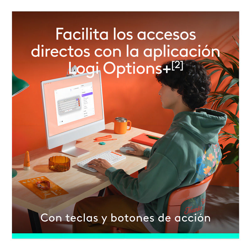 Combo Teclado Y Mouse Bluetooth, Logitech Pop Icon, Blanco
