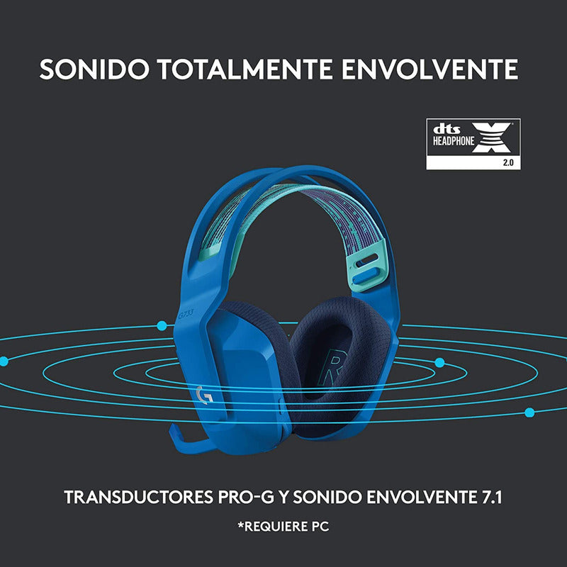 Auricular Gamer Logitech G733, Rgb Inalámbrica / 7.1 - Azul