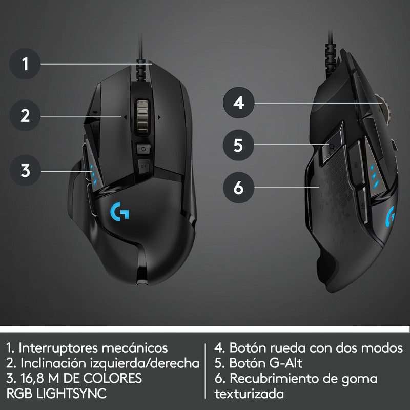 Mouse Gamer Logitech G502 HERO RGB Programable 25.600 dpi