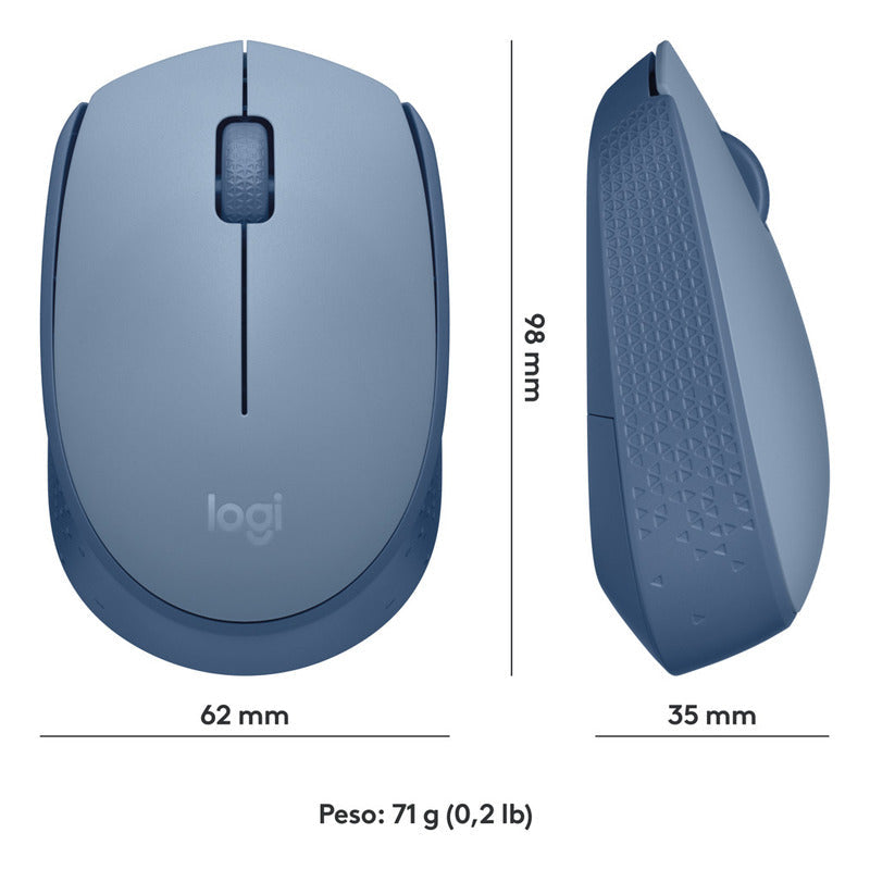 Mouse Inalámbrico Logitech M170, Cómodo Y Portátil, Gris Azul