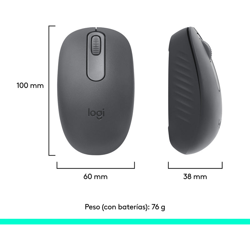 Mouse Inalámbrico Bluetooth Logitech M196, Cómodo Diseño Compacto, Grafito
