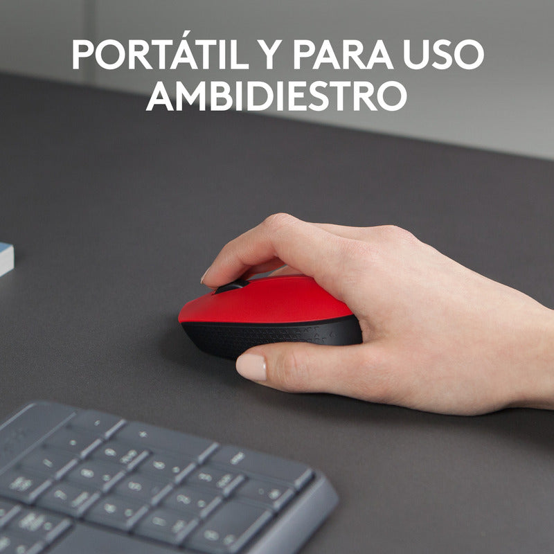 Mouse Inalámbrico Logitech M170, Cómodo Y Portátil, Rojo