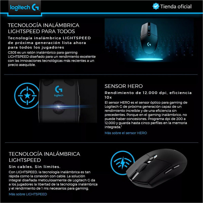 Combo Auricular Gamer G435 Inalámbrica + Mouse Gamer G305 N