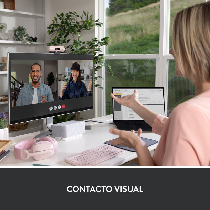 Webcam Full Hd 1080p, Rightlight 4, Logitech Brio 500 Rosado