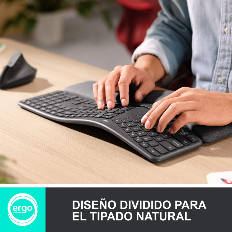 Combo Logitech Ergonómico: Teclado K860 + Mouse Mx Vertical