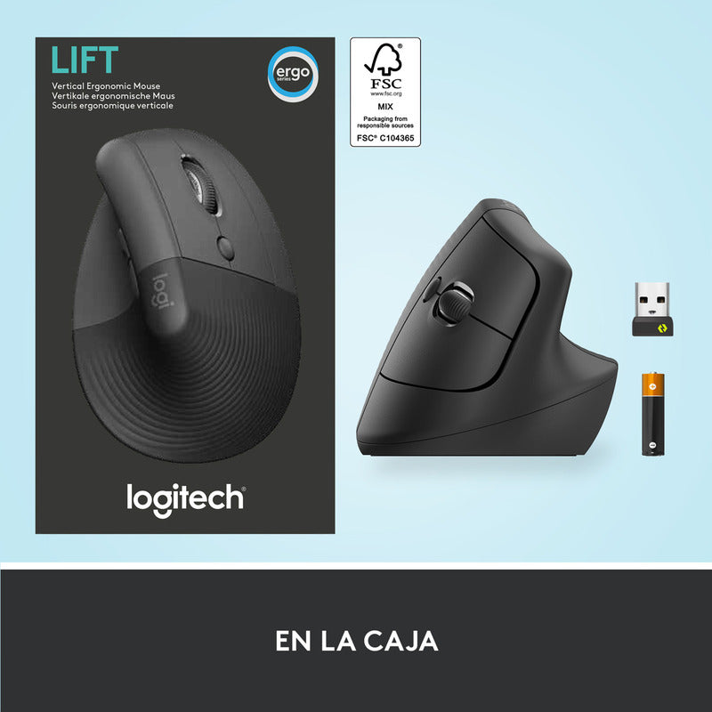 Mouse Ergonómico Logitech Lift Vertical Avanzado, Grafito