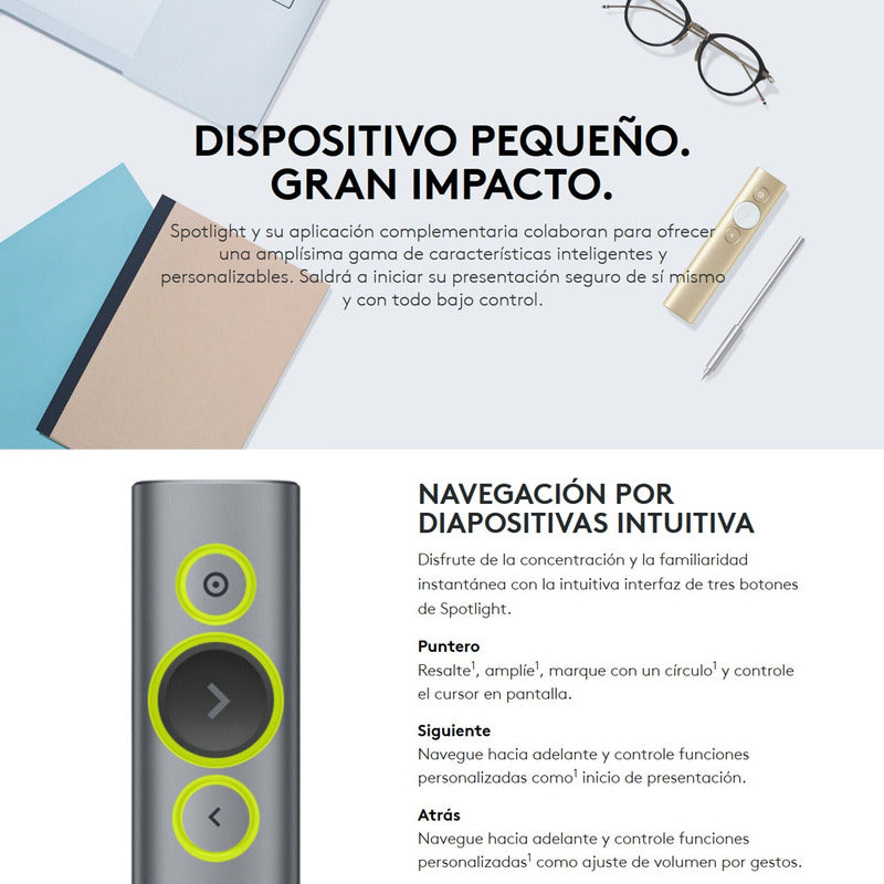 Presentador Remoto Avanzado Diapositivas Logitech Spotlight