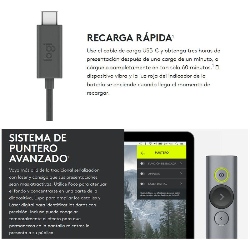Presentador Remoto Avanzado Diapositivas Logitech Spotlight