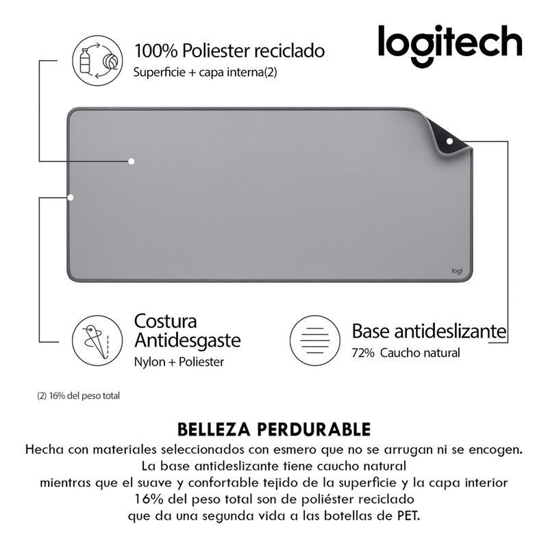 Alfombrilla de Escritorio Logitech Desk Mat Studio Series, Gris