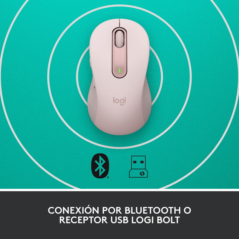 Mouse Inalámbrico Logitech Signature M650, Bluetooth Rosado
