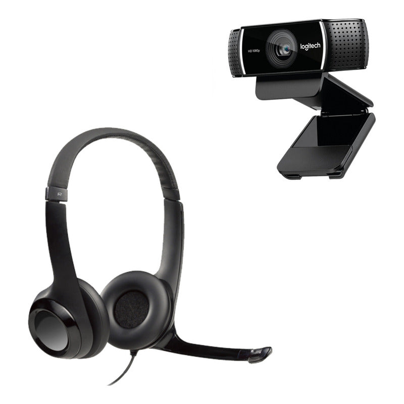 Combo Logitech Auricular H390 Estéreo + Cámara Web C922 1080p
