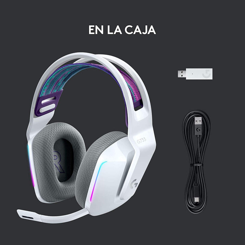 Auricular Gamer Logitech G733, Rgb Inalámbrica / 7.1 - Blanco
