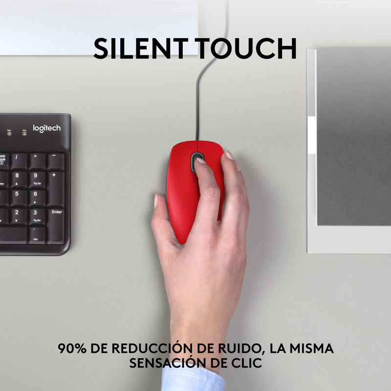 Mouse Logitech M110 Silent/ Clics 90% Más Silenciosos Rojo