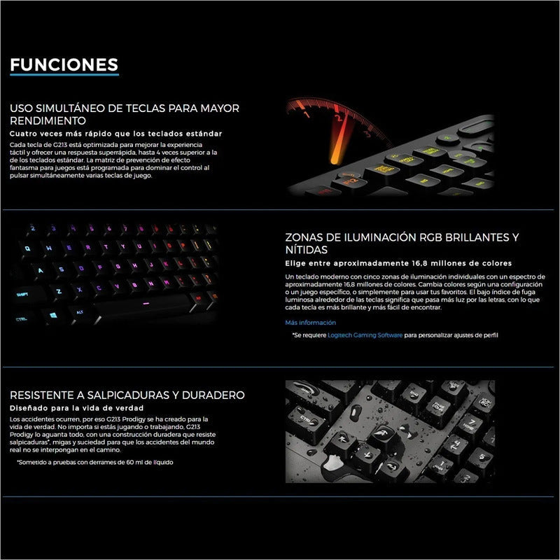 Combo Gamer Teclado Logitech G213 Prodigy RGB + Mouse G203 RGB