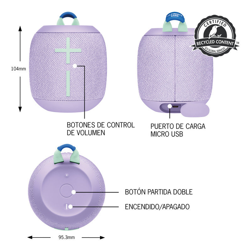 Ultimate Ears Wonderboom 3, Kit 2 Parlantes Impermeables, Lavanda