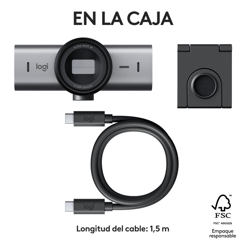 Cámara Web Logitech MX Brio Ultra HD 4K para Colaboración y Streaming