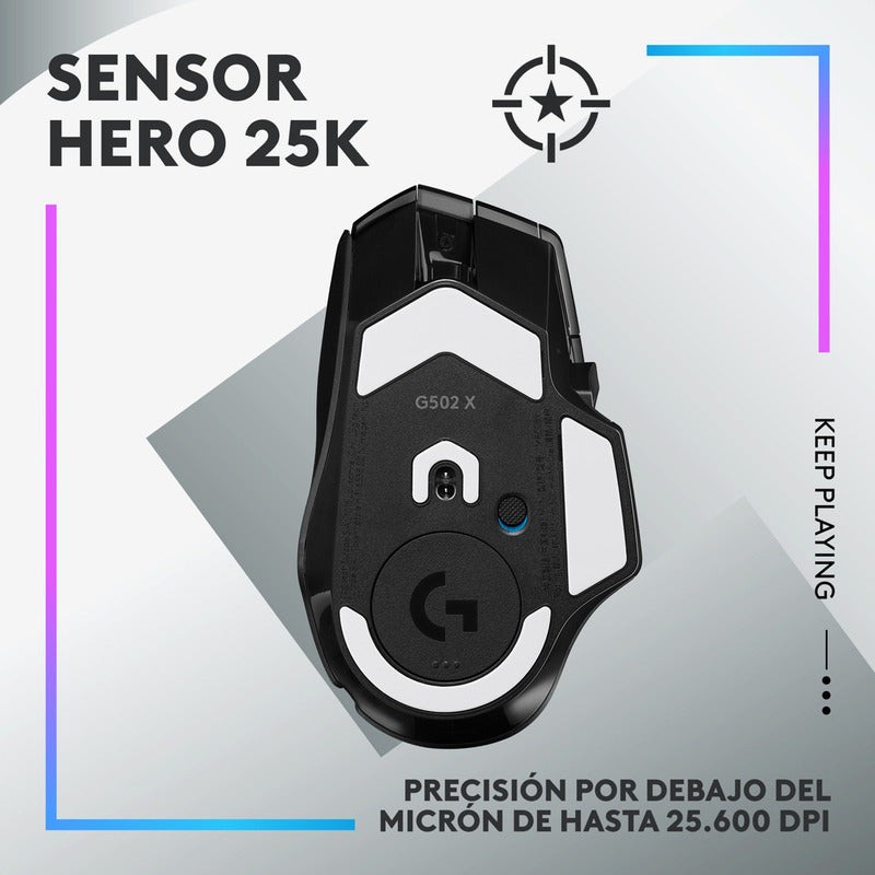 Mouse Gamer Logitech c X Plus Rgb Inalámbrico Hero 25k