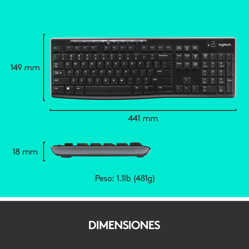 Teclado Multimedia Y Mouse Inalámbrico Logitech Mk270
