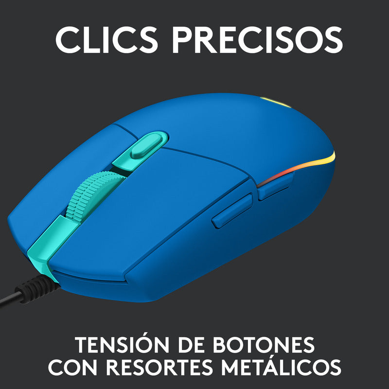 Mouse Gamer Logitech G203 RGB LIGHTSYNC, 6 Botones 8.000 DPI, Azul