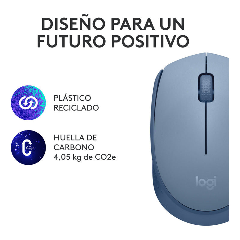 Mouse Inalámbrico Logitech M170, Cómodo Y Portátil, Gris Azul